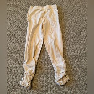 Ruffle Butts Cream Leggings with Ruched Sides